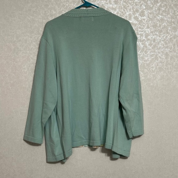 Alfred Dunner Mint Green Cardigan Attached Duet‎ Top Brown Geometric Print Sz XL - Picture 2 of 5